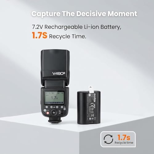 Godox VB22 Lithium-Ionen Akku 7,2V 2200mAh für Godox V1 MID, V480 & V350 Serie, USB-C Schnellaufladung, bis zu 650 Vollleistungsblitze,Original Ersatzakku