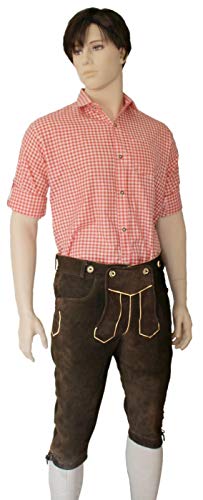 Lederhosen knie lengte broek broek gemaakt van Suede Leer Donker bruin, Grootte: 60 - Afbeelding 3