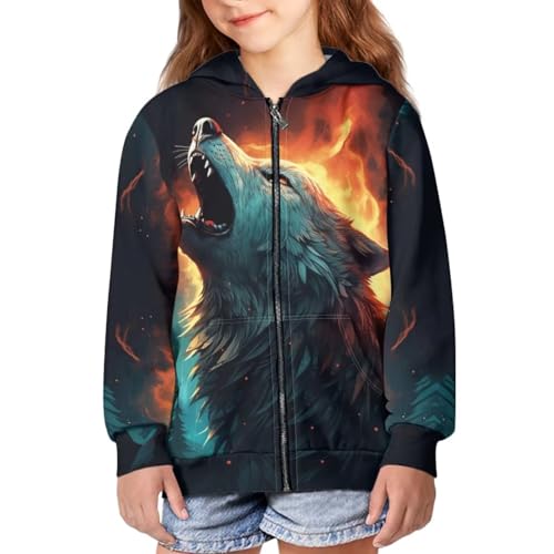 HUIACONG Wolf Zip Up Hoodie for Boys 10-12 Sweatshirt Kids Long Sleeve Shirt Novelty Jacket Full Zipper Hoodies Pullover Top Fall Clothes Hooded with Pocket4