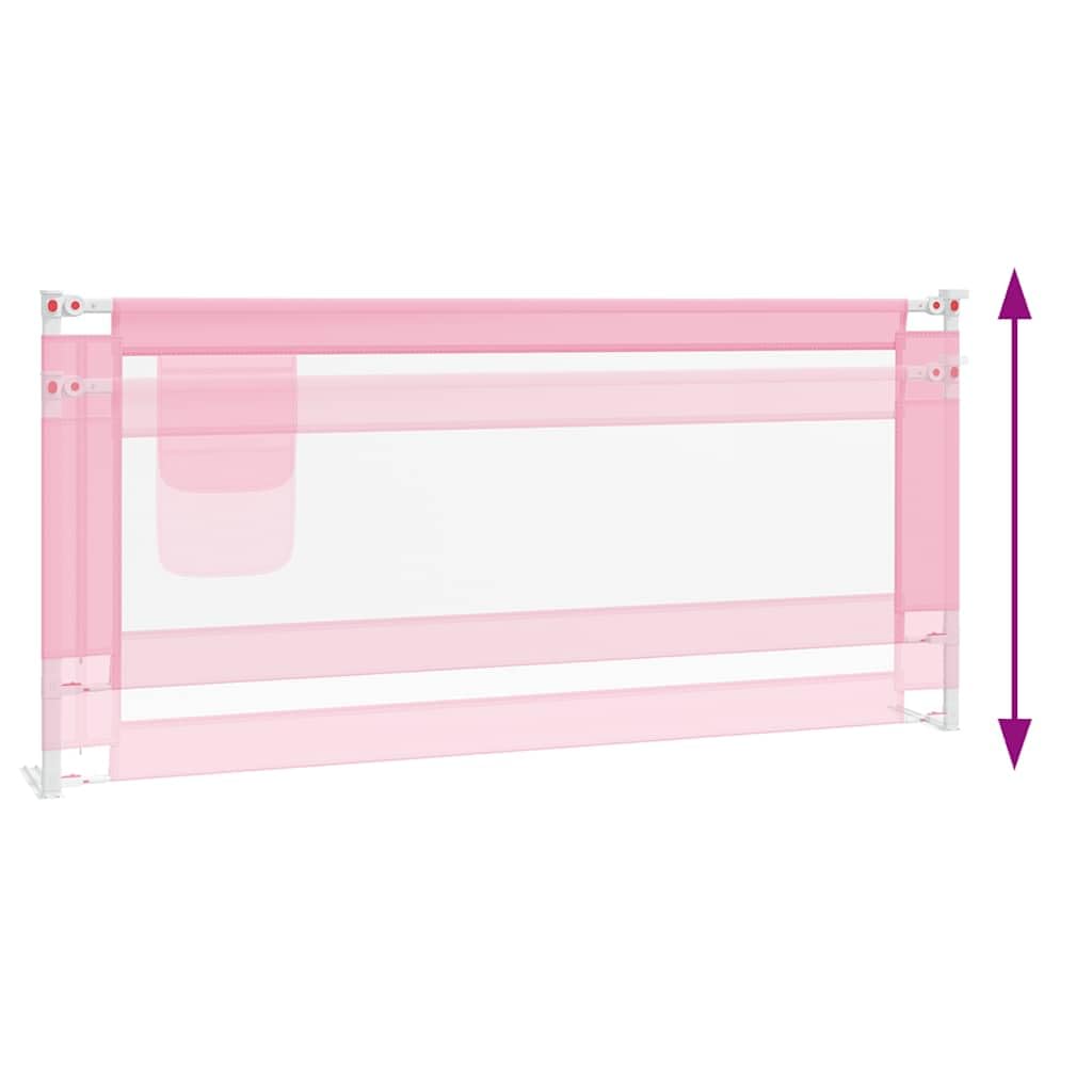 Barrera protectora para cama infantil, color rosa, 200 x 25 cm, tela con altura ajustable, protección anticaída para cuna, barrera de cama para seguridad del bebé en el dormitorio y la