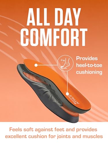 Image of SOF SOLE ATHLETE Performance Men's Insoles - PU Foam & Gel Inserts - Heel-to-Toe Cushioning, Support, & Moisture Control, - Lightweight Comfort & Stability - Ideal for Runners, Walkers, Athletes
