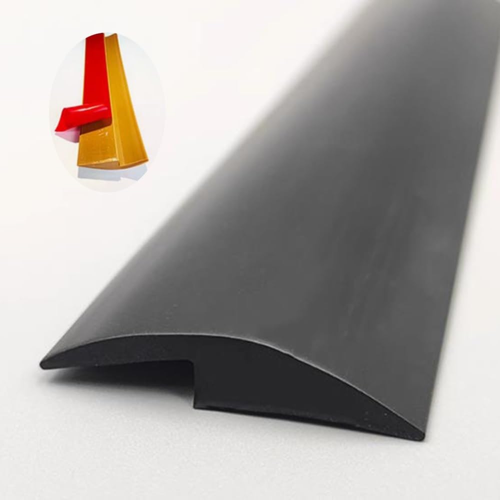 Elastyczna listwa przejściowa do podłogi, samoprzylepne listwy przejściowe dywanów z PVC o długości 3,5 cm, progowa wiązania krawędzi podłogi dywanowej łatwa do czyszczenia i cięcia(Black,3m)