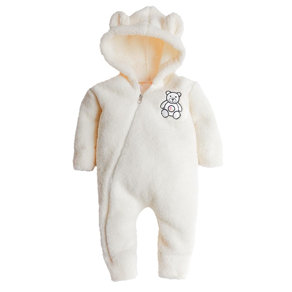 Kız Erkek Bebek Ve Çocuk Nakışlı Ayı Tulum (Ekru, 1 yaş)