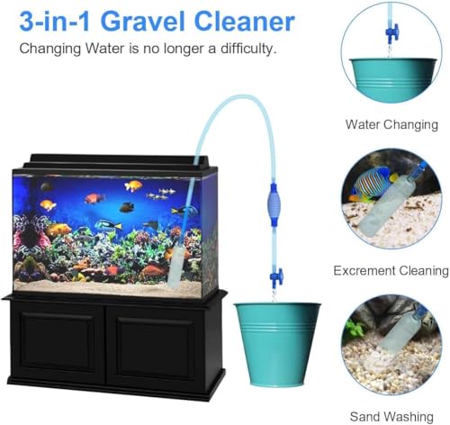 Image of 9ft Aquarium Siphon Vacuum Cleaner for Fish Tank Cleaning Gravel & Sand, Blue