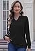 Cuptacc Pullover Damen Langarmshirt Damen Oberteile Shirt V-Ausschnitt Microvelours Herbst Winter 2025 Schwarz XXL 50-52