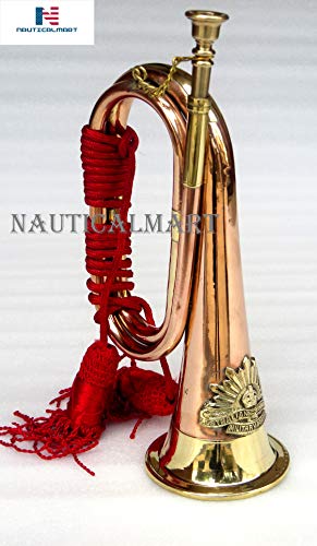Brass And Copper Blowing Bugle Signal Horn 10.6" With Beautiful Rope Binding #TOP1