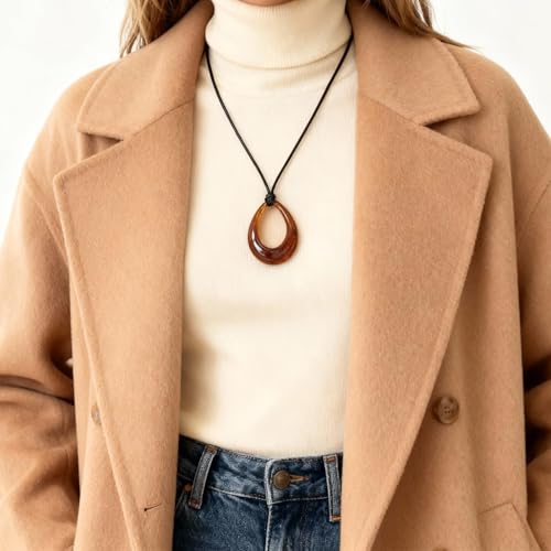 JAVARNV Gold Pendant Necklace for Women Adjustable Black Cord Organic Oval Charm Boho Statement Jewelry Gifts by JAVARNV - Used condition - Image 2