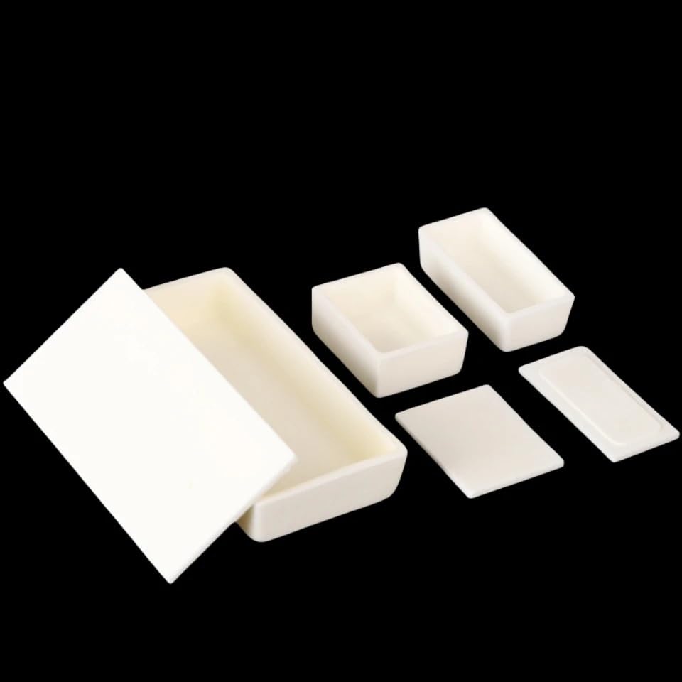 Crisol rectangular de corindón de alúmina 99% de 20ml-190ml con cubierta cóncava -1 ud.(50x40x20-25ml)