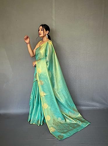 Image of Panzora Women's Tissue Silk Jacquard Weaving Saree With Unstitched Blouse Piece