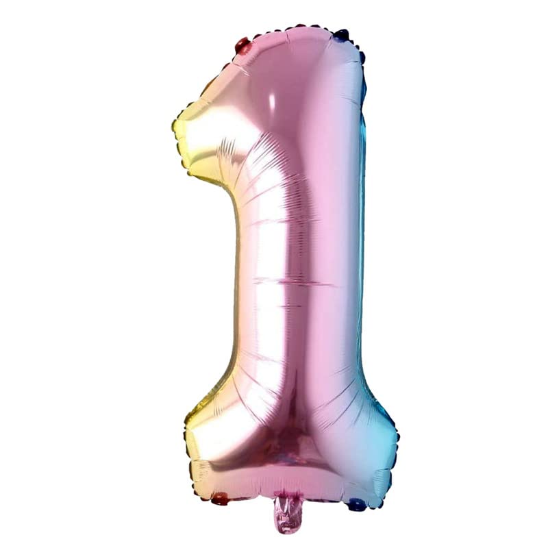 Image of Multicolor 32 Inches 1 Numbers Shape Large Big Foil Helium Balloons For Party Decorations In Happy Birthday Anniversary Office Items Materials Set Pack, Pack Of 1