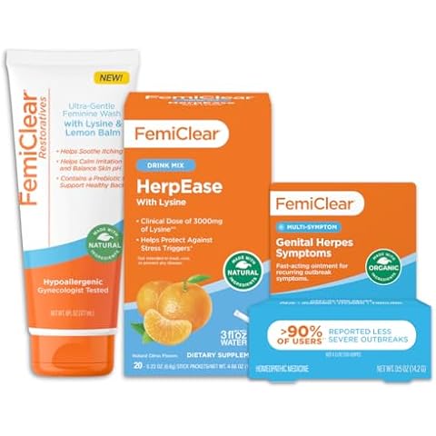 FemiClear Intimate Care Trio, Feminine Wash, & L-Lysine Supplement, Natural Essentials Cover