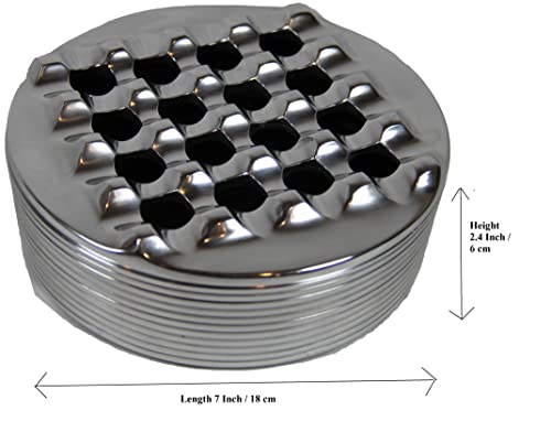 Aluminum Metal Cigar Ashtray With Lid For Men-Durable Handcrafted 16 Holes Grid Design Cigar Ash Tray For Indoor And Outdoor - Wind Resistant Round Ashtray For Cigars To Cigarillos (Silver) #TOP5