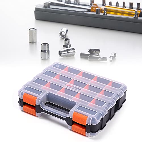 Double Sided Tool Box Organizer, 34-Compartment Hardware Storage Box, Portable Small Parts Organizer With Removable Plastic Dividers For Screws, Nuts, Nails, Bolts #TOP3