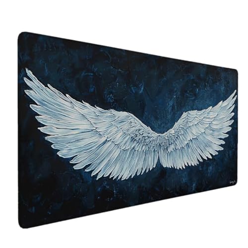 Zgcoyeo Alfombrilla de ratón XXL Speed Gaming Titan Wolf Mapamundi 1200 x 600 x 3mm - XXL Alfombrilla para ratón, tamaño Grande, Mejora la precisión y la Velocidad (Negro ala) S-R