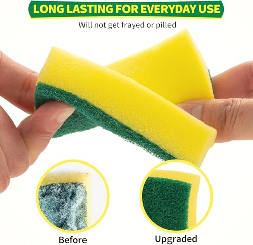 Image of Heavy Duty Scrub Sponges, 96 Pack Scrub Sponge, Double-Side Kitchen Sponge, Multipurpose Long-Lasting Sponges, High-Density Dish Sponge