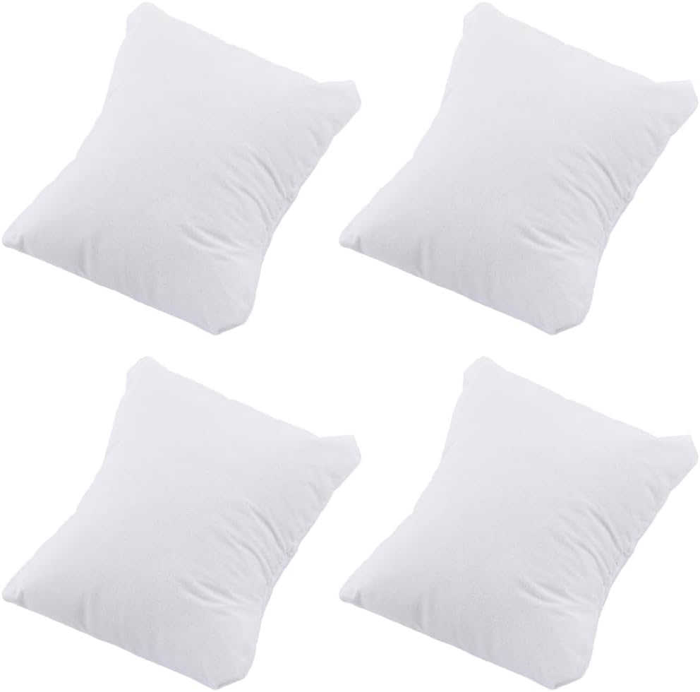 Beebeecraft 4Pcs White Watch Pillows 3.15x3in Small Cotton Bracelet Watch Pillow Jewelry Displays Holder Bangle Cushions for Gift Box Selling