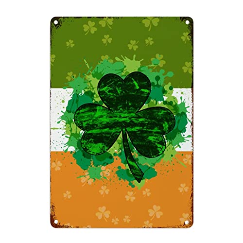Plaque en métal trèfle de l'Irlande suspension murale verte rétro