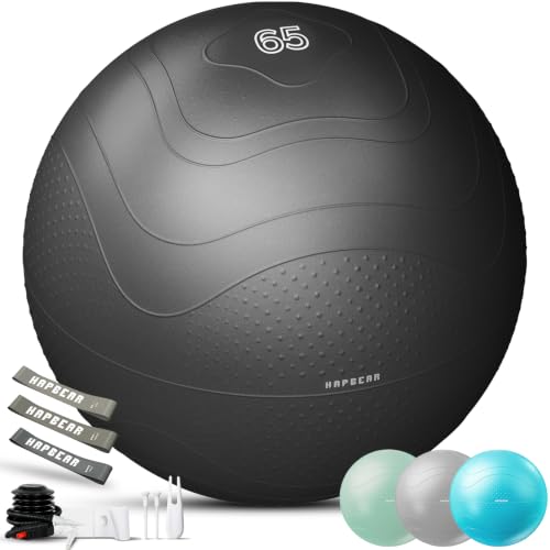 HAPBEAR Exercise Ball with Resistance Bands