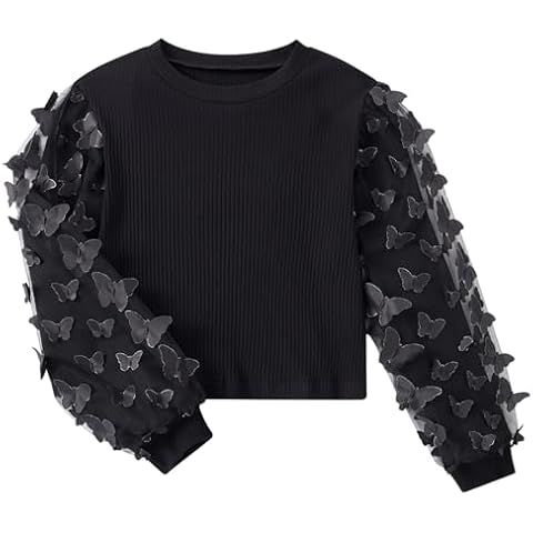 Freshhoodies Girls Long Sleeve Butterfly T-Shirt Cover