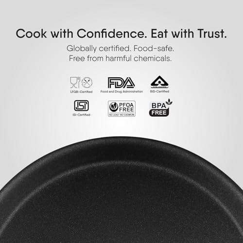 Image of Stahl Artisan Schild 28 cm Dosa Tawa Triply Stainless Steel + PEEK-Reinforced Non-Stick Dosa Tawa | Induction & Gas Compatible | Manufacturer Warranty