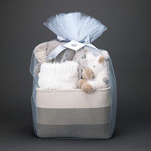 Lambs & Ivy Gray 5-Piece Baby Gift Basket for Baby Shower/Newborn Welcome Home