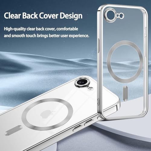 Image of VONZEE Electroplating Transparent Clear Logo Back Cover TPU Compatible with iPhone 17e / iPhone 16e Case, Compatible with Magsafe, Full Body & Camera Protection for Each Lens for Men & Women (Grey)