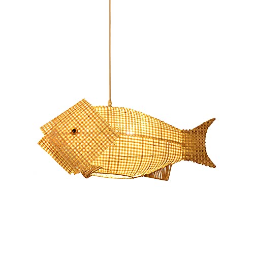 Lámpara Colgante, candelabros creativos de Carpa, decoración Retro, lámpara Colgante de bambú E27, Luces de Techo Decorativas para Estudio o Villa.