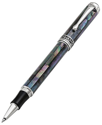 Xezo Black Mother of Pearl Platinum Plated Roller Pen (Maestro Bl Mother of Pearl RBP)