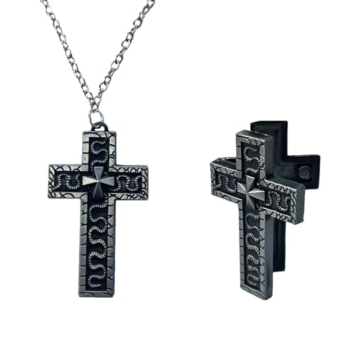 Korean Game Necklace - 3D Printed Cross Necklace for Men with Secret Compartment Korean Movie Character Ten Shaped Pendant NecklaceCharacter Ten-Shaped Pendant Gamer Gift & Stylish Accessory