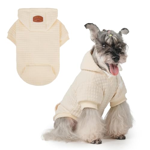 Image of BEAUTYZOO Dog Hoodies Sweater for Small Dogs,Waffle‑Like Laminated Pet Coat | Warm Dog Sweatshirt with Pocket & Leash Hole,Pullover Clothes for Girl Boy Dogs & Cats,Stretchy & Easy‑On‑Off,Chihuahua Puppy