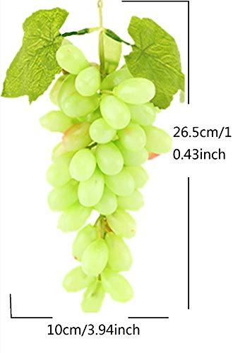 Image of Ulalaza Lifelike Artificial Large Green Grape Cluster with 60 Grapes Fake Fruit Model for Home Kitchen Party Desk Decoration Ornament
