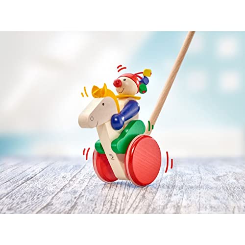 Selecta 62029 Trotto, Schiebefigur, Schiebe-und Nachziehspielzeug aus Holz, 17 cm