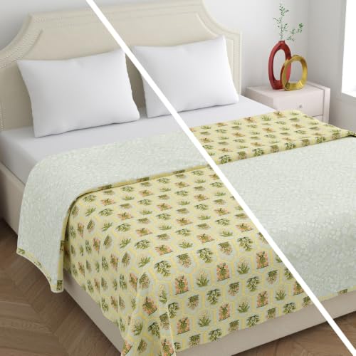 Image of Home Ecstasy 100% Cotton Mulmul Reversible Dohar for Double Bed 210 GSM (86 x 88 inches), Olive
