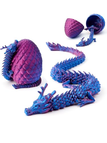 Image of 3D Printed Dragon Egg with Poseable Dragon - Interactive Ornament-Unique and Mysterious Desktop Pets