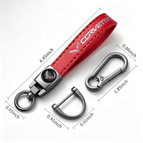 Image of Leather car Keychain 04 Set for Men and Women Family Present Keychain Key Ring Lanyard (red)