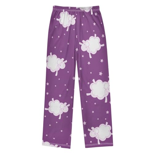 Lamb on Purple Boys Pants Boys Athletic Pants Long Pant for Boywith Pockets Wide-Leg Size 6-14Y2