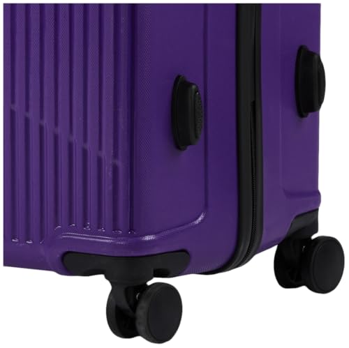 Image of Teakwood Large Size 8 Wheels Trolley Bag, Hard Cabin with Zipper Closure, Adjustable Push Button & Cross Side Strap, Number Lock System 360 Degree (Large, Purple)
