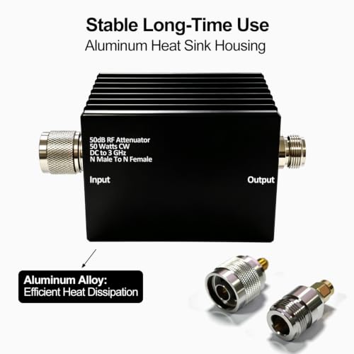 Image of AURSINC 50W RF Attenuator DC-3GHz N-M /F 50dB Attenuation with SMA Adapters