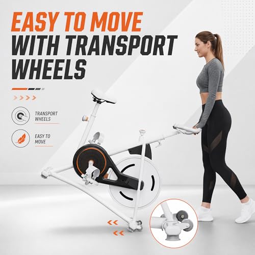 Image of Exercise Bike, Stationary Bikes for Home, Compact Indoor Cycling Bike | with Tablet Mount, with Exclusive Heart Rate Sensor and APP Sync, with Continuously Variable Resistance