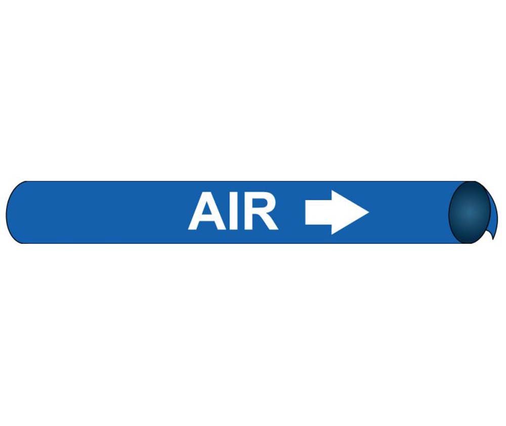 NMC F4002"Air" Strap-On Pipe Marker, Fits 6"-8" Pipe, White/Blue