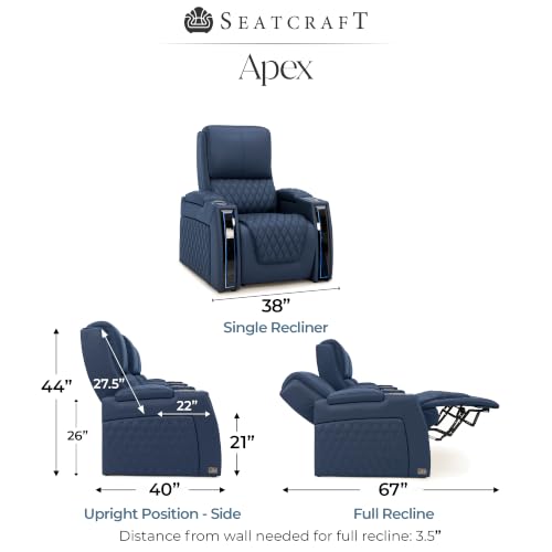 Image of Seatcraft Apex Home Theater Seating Navy Blue Single Recliner