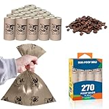 Thick Strong Leak Proof Waste Bag for Dogs with Holder-270 CoffeeLarge Poop Bags,Biodegradable Dog Poo Bags with Corn Starch Blended Compostable Bag