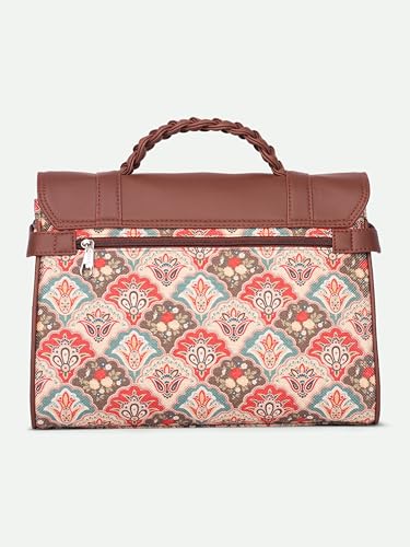 Image of ZOUK Heritage Satchel Bag - Gwalior Weaves | Jute | Vegan Leather Handcrafted With Detachable Sling Strap