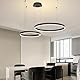 WayLuoung Metall LED Kronleuchter | 2 Kreise 40+60cm | 40W Rings Deckenhängelampe, Dimmbare Fernbedienung 3000–6000K, Acryl Schirm Pendelleuchte, Wohnzimmer Schlafzimmer Foyer Esszimmer【Schwarz】