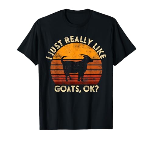 Presente para amantes d de animais com texto em inglês "I Just Really Like Goats Farmer Farmer Farmer" t-shirt, Preto, S