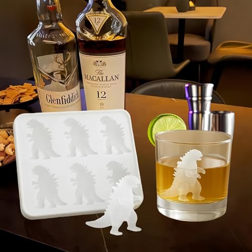 Molde para cubitos de hielo dinosaurio de silicona 2 piezas blanco miniatura 2