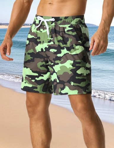 Men's Swim Shorts Quick Dry with Pockets Elastic Waist Beach Shorts2