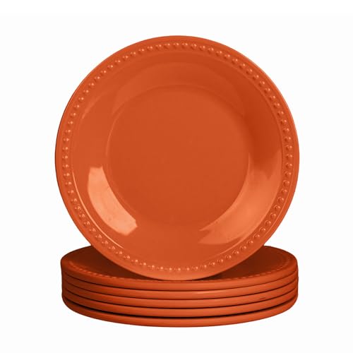 BEESEN Melamine Beaded Dinner Plate Set of 6, 11inch, Fall, BPA Free, Platter, Serving Dishes, Chip & Break Resistant, Lightweight, Durable, Great for Dining, BBQs, Picnics, Weddings & Everyday Meals