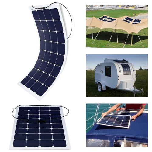ACOPOWER 110W Flexible Solar Panel, Thin Lightweight ETFE Solar Charger on RV Boat Cabin Tent Caravan w Solar Connector for 12V Battery (1 Pack)