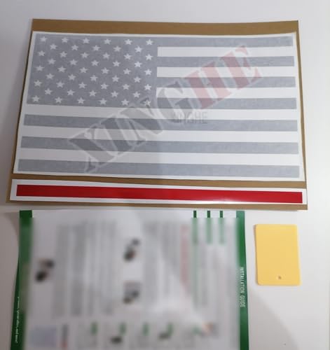 Image of Xinghe for Chevy Colorado GMC Canyon 2015-2026 Rear Middle Window American Flag Decal, Matte Black Red Line USA Flag Vinyl Sticker for Truck Back Sliding Glass